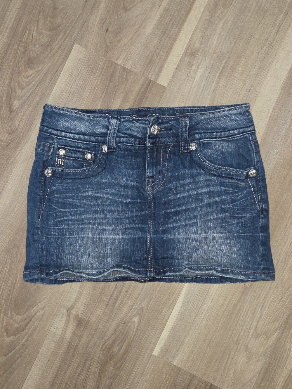 •Miss Me• Womens Blue Jean Mini Skirt